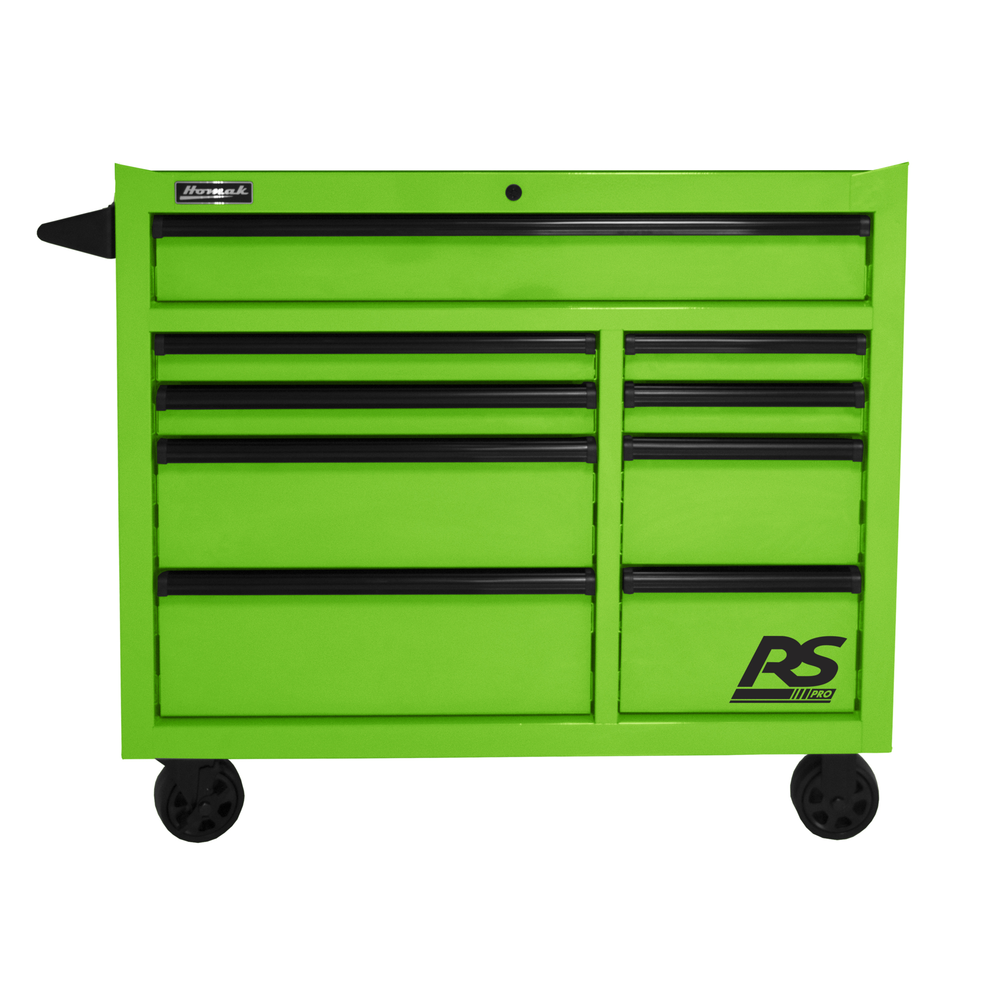 Homak RS Pro, 41in. RS PRO 9 DWR ROLLING CABINET-LIME GREEN, Width 39 in, Height 41 in, Color Green, Model# LG04004193